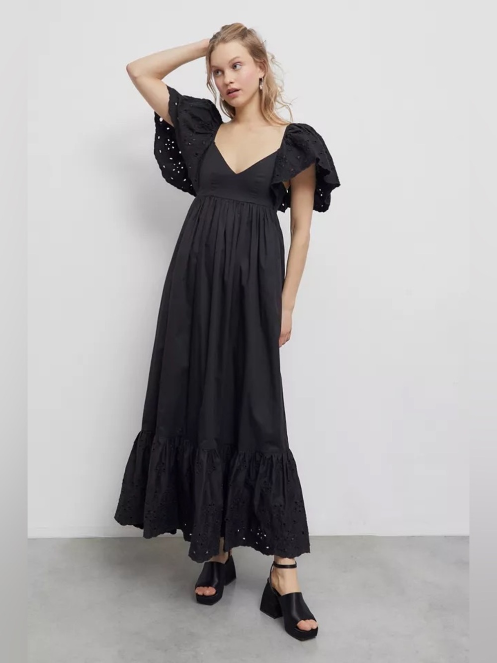 En Saison Barnette Eyelet Maxi Dress in Black